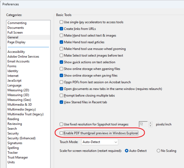 Enable PDF thumbnail previews is Windows Explorer