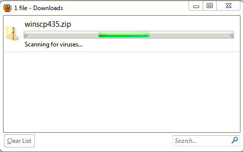 Firefox Download Manager displays "Scanning for Viruses"