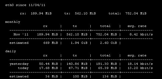 Network traffic monitoring utility vnStat 