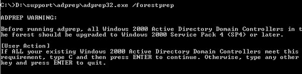 adprep.exe /forestprep