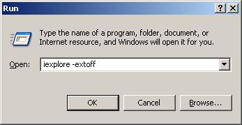 iexplore -extoff
