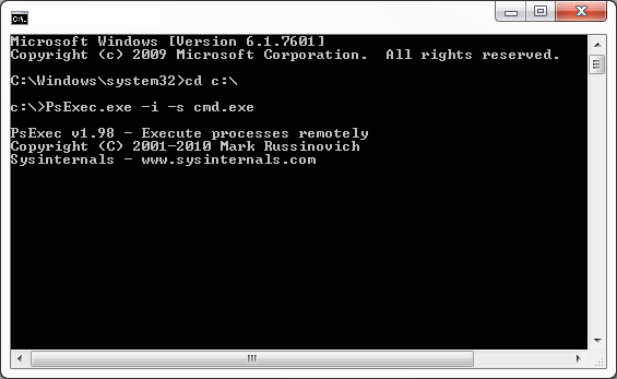 PsExec.exe -i -s cmd.exe