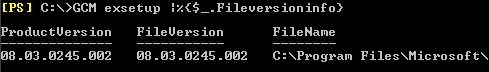 GCM exsetup |%{$_.Fileversioninfo}