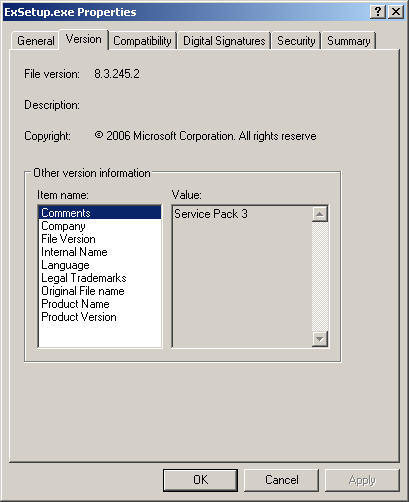 ExSetup.exe Properties