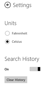 Windows 8 Weather App - Select Celsius