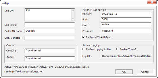 Activa TSP for Asterisk configuration