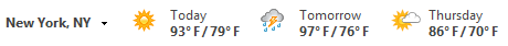 Microsoft Office 2013 weather widget 