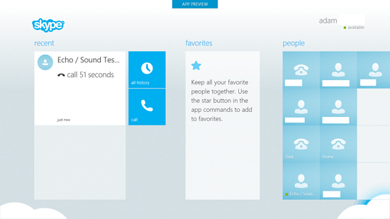 Skype for Windows 8 Metro