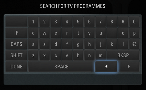 Plex Media Center virtual keyboard