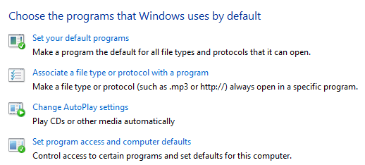 Set your default programs