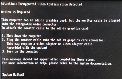 Action is Required - Unsupported Video Configuration Detected