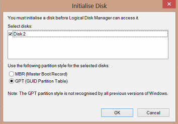 Disk Manger - Initialise Disk