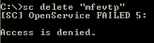 sc delete "mfevtp"