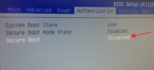 Acer BIOS - Authentication > Secure Boot
