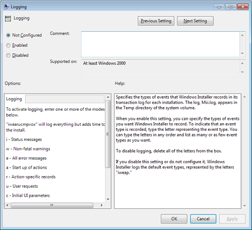 Windows Installer Logging