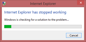 Internet Explorer has stopped working