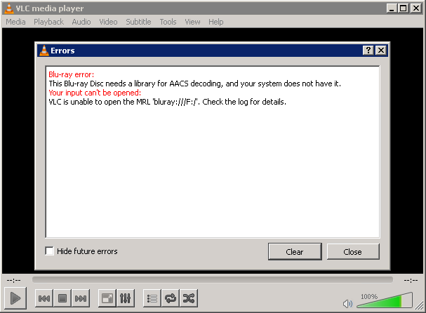 VLC Blu-ray error