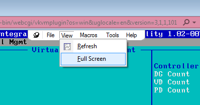 iDRAC Console > View > Full Screen