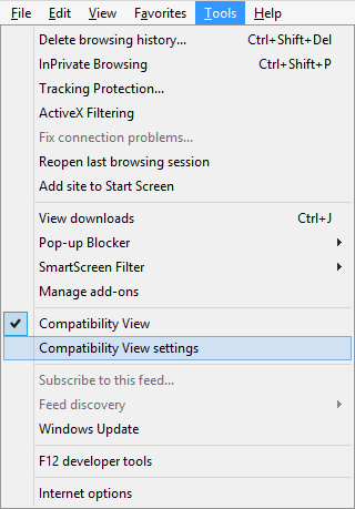 Internet Explorer Compatibility View