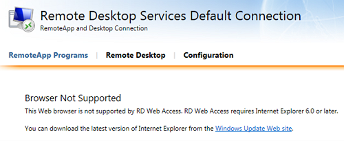 RDWeb - Browser not supported
