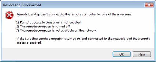 RemoteApp Disconnected error
