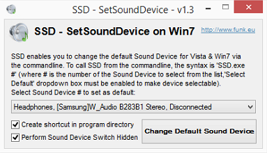 SSD - Set Sound Device on Win7