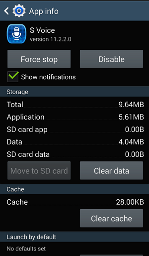 Samsung S-Voice App Info