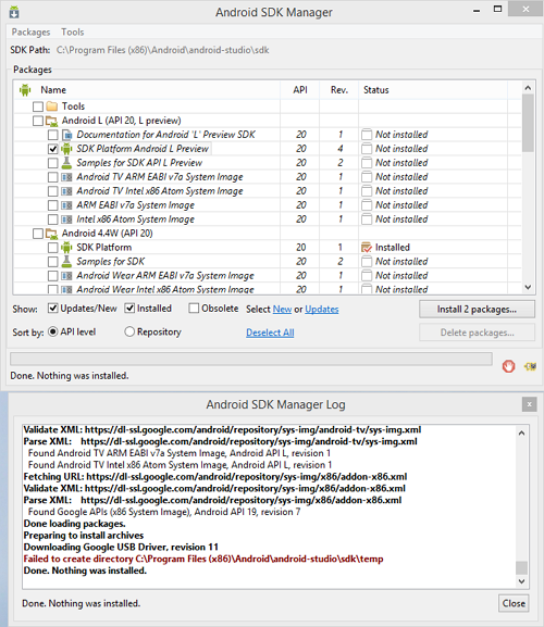 Android Studio SDK Manager