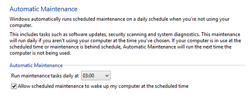 Maintenance - Change maintenance settings