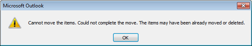 MS Outlook - Cannot move the items
