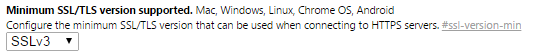 Minimum SSL/TLS version supported