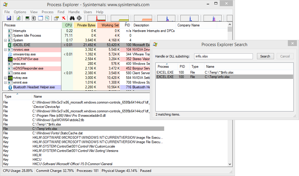 Sysinternals Process Explorer