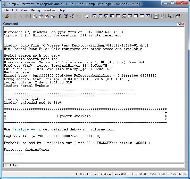 WinDbg Bugcheck Analysis