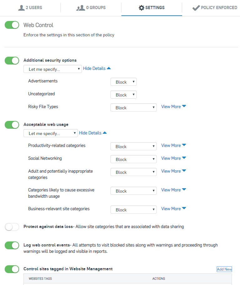 Sophos Central - Modify Policy