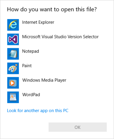 Windows Open With dialog