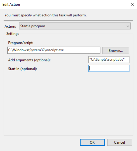Windows Scheduled Task - Actions