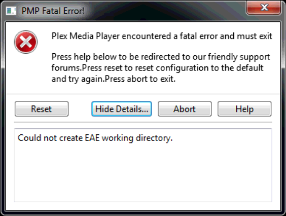 Plex Media Player Crash