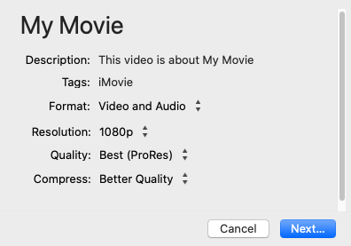 iMovie Export