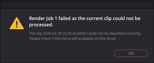 Davinci Resolve Render Error