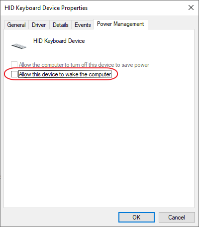 Device Manager > Keyboard Power Management