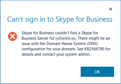 Skype for Business error