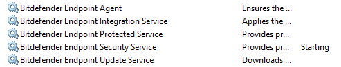 Bitdefender Endpoint Security services