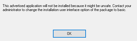 This advertised application will not be installed because it might be unsafe