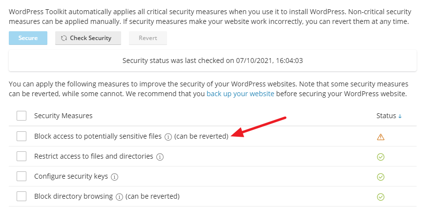 Block access to potentially sensitive files