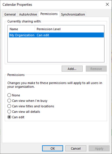 Shared Calendar Permissions