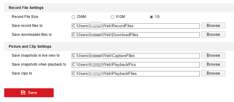 Hikvision Local Settings