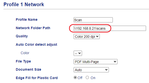 Brother Scanner Network Profile