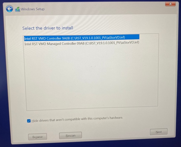 Select the driver to install