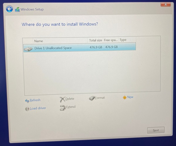 Where do you want to install Windows