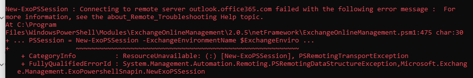 system.management.automation.remoting.psremotingdatastructureexception